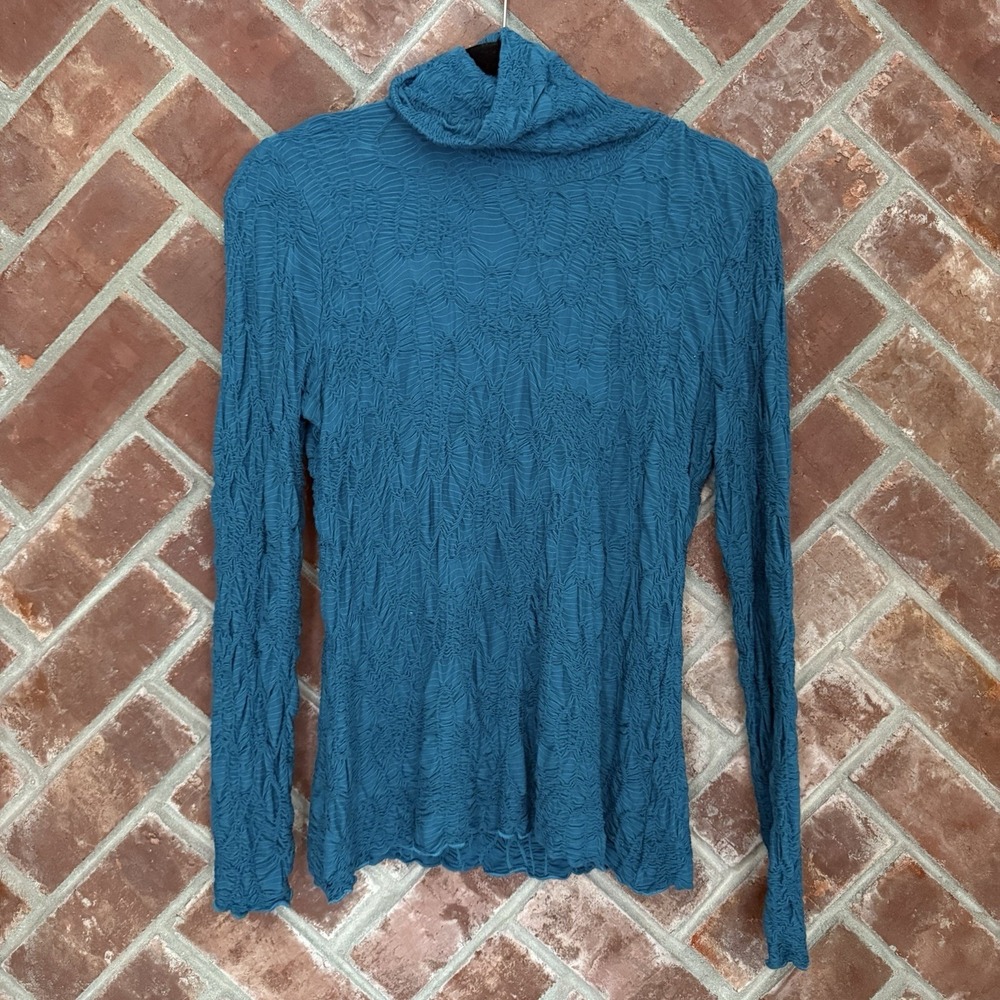 Sno Skins Dream Catcher Turtleneck Womens Size Small Long Sleeve Top‎ Teal Blue